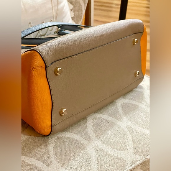 Coach Margot colorblock blue and orange leather carryall shoulder bag - Picture 4 of 10